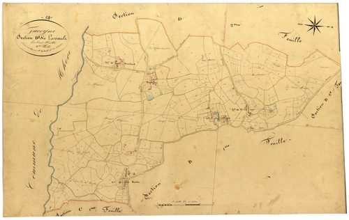 Gâcogne, cadastre ancien : plan parcellaire de la section D dite de Lavault, feuille 3
