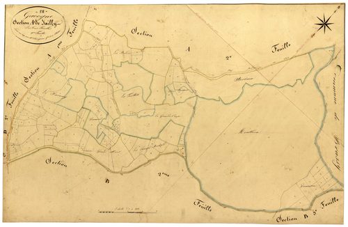 Gâcogne, cadastre ancien : plan parcellaire de la section A dite de Jailly, feuille 3