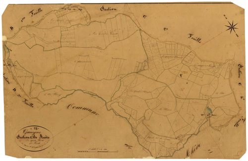 Gâcogne, cadastre ancien : plan parcellaire de la section C dite de Ruère, feuille 1