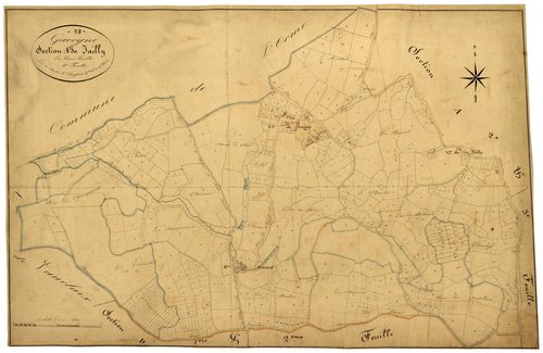 Gâcogne, cadastre ancien : plan parcellaire de la section A dite de Jailly, feuille 1