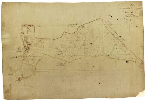 Garchizy, cadastre ancien : plan parcellaire de la section B dite du Bourg, feuille 3
