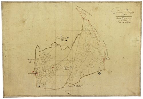 Garchizy, cadastre ancien : plan parcellaire de la section B dite du Bourg, feuille 2