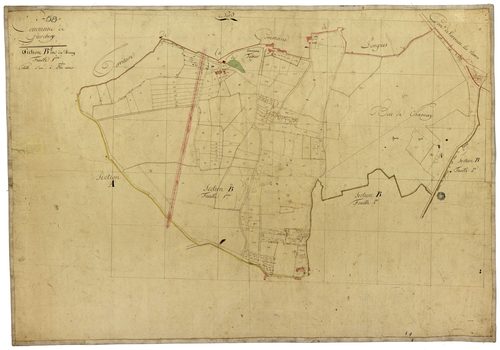 Garchizy, cadastre ancien : plan parcellaire de la section B dite du Bourg, feuille 1