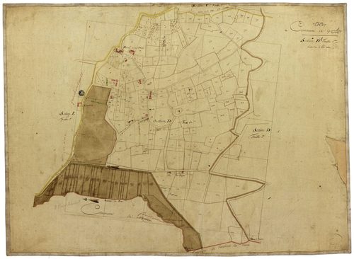 Garchizy, cadastre ancien : plan parcellaire de la section D dite de la Vallée, feuille 1