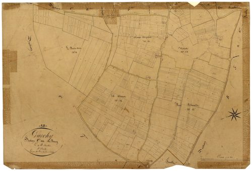 Garchy, cadastre ancien : plan parcellaire de la section C dite du Bourg, feuille 5