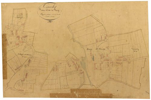 Garchy, cadastre ancien : plan parcellaire de la section C dite du Bourg, feuille 8, développement
