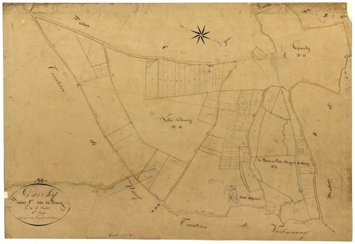 Garchy, cadastre ancien : plan parcellaire de la section C dite du Bourg, feuille 8