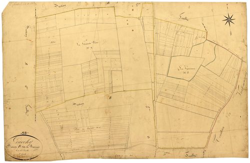 Garchy, cadastre ancien : plan parcellaire de la section B dite de Boisrond, feuille 3