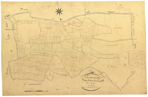 Germenay, cadastre ancien : plan parcellaire de la section D dite de Germenay, feuille 1
