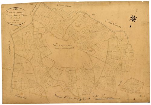 Germenay, cadastre ancien : plan parcellaire de la section A dite de Villaine, feuille 1