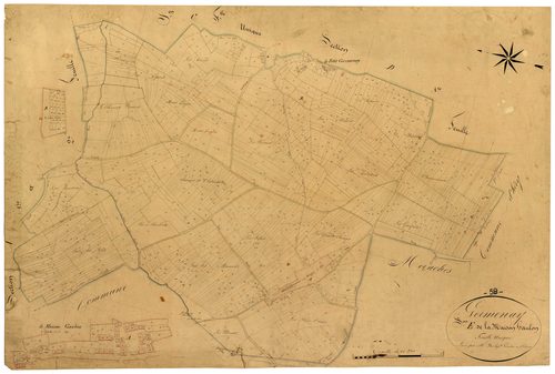 Germenay, cadastre ancien : plan parcellaire de la section E dite de la Maison Gaulon
