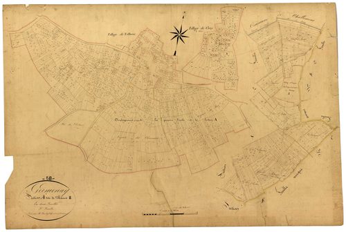 Germenay, cadastre ancien : plan parcellaire de la section A dite de Villaine, feuille 2