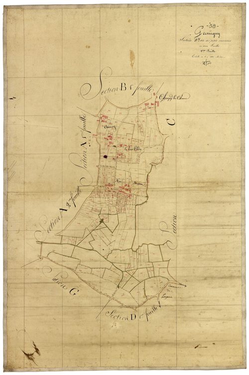 Germigny-sur-Loire, cadastre ancien : plan parcellaire de la section B dite des Petits Varennes, feuille 2