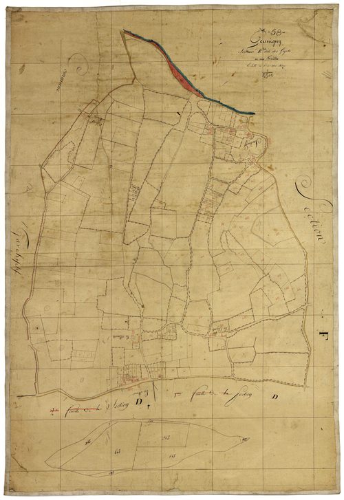 Germigny-sur-Loire, cadastre ancien : plan parcellaire de la section E dite des Gigots