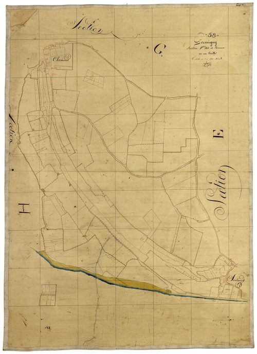 Germigny-sur-Loire, cadastre ancien : plan parcellaire de la section F dite de Rouesse