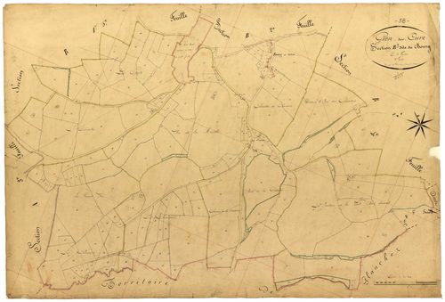 Gien-sur-Cure, cadastre ancien : plan parcellaire de la section B dite du Bourg, feuille 3