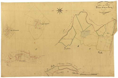 Gien-sur-Cure, cadastre ancien : plan parcellaire de la section B dite du Bourg, feuille 5