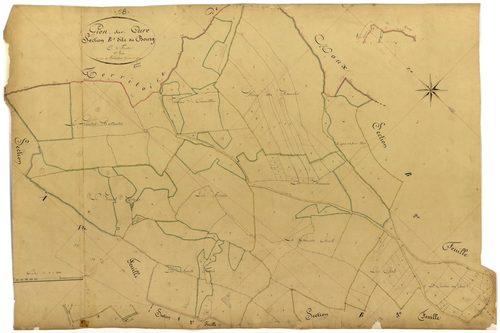 Gien-sur-Cure, cadastre ancien : plan parcellaire de la section B dite du Bourg, feuille 1