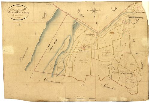 Gimouille, cadastre ancien : plan parcellaire de la section B dite du Bourg, feuille 1
