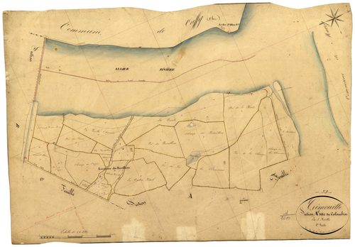 Gimouille, cadastre ancien : plan parcellaire de la section A dite du Colombier, feuille 1