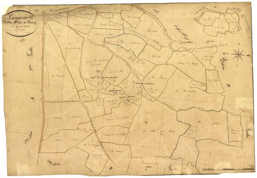 Gimouille, cadastre ancien : plan parcellaire de la section B dite du Bourg, feuille 3