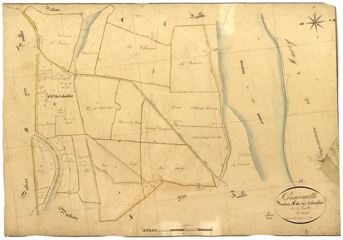 Gimouille, cadastre ancien : plan parcellaire de la section A dite du Colombier, feuille 2