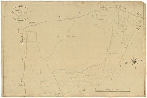 Giry, cadastre ancien : plan parcellaire de la section B dite de Gipy, feuille 1