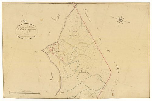Glux-en-Glenne, cadastre ancien : plan parcellaire de la section B dite du Mont Beuvray, feuille 1