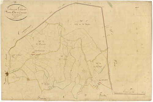 Glux-en-Glenne, cadastre ancien : plan parcellaire de la section A dite des Courreaux, feuille 1
