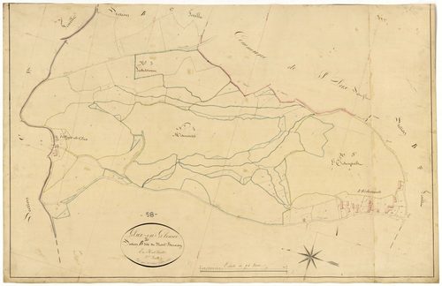 Glux-en-Glenne, cadastre ancien : plan parcellaire de la section B dite du Mont Beuvray, feuille 2