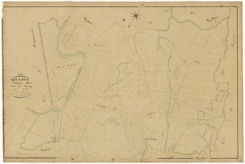 Gouloux, cadastre ancien : plan parcellaire de la section A dite du Bourg, feuille 3