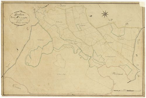 Gouloux, cadastre ancien : plan parcellaire de la section B dite de la Geutte, feuille 1