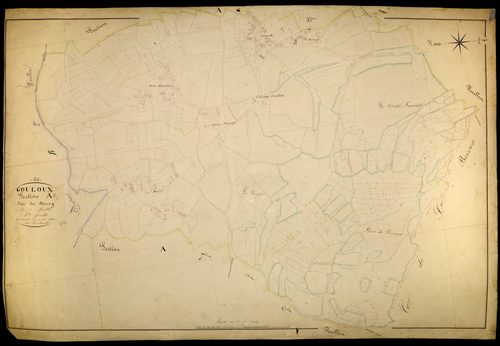 Gouloux, cadastre ancien : plan parcellaire de la section A dite du Bourg, feuille 5
