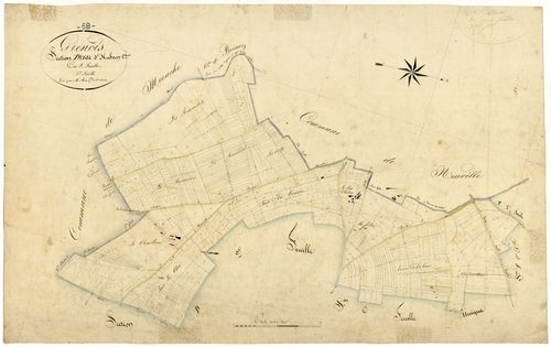 Grenois, cadastre ancien : plan parcellaire de la section D dite de Huban, feuille 1