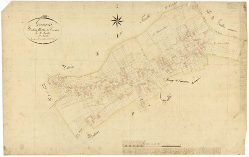 Grenois, cadastre ancien : plan parcellaire de la section E dite de Grenois, feuille 1