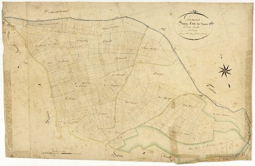 Grenois, cadastre ancien : plan parcellaire de la section A dite des Veaux, feuille 1