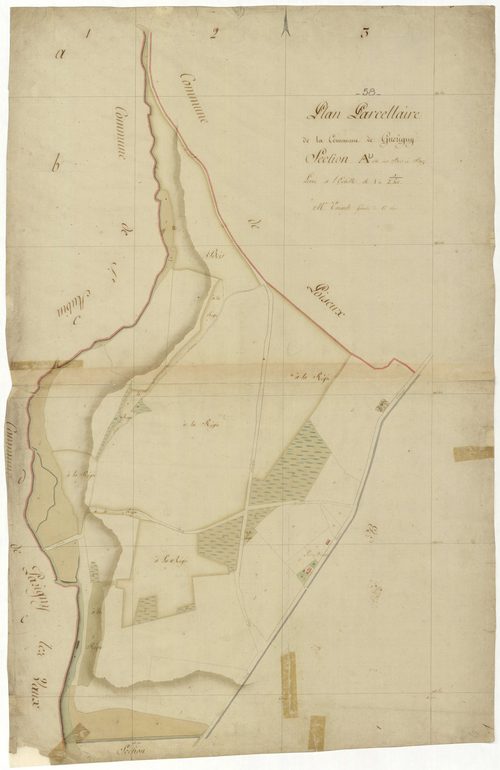 Guérigny, cadastre ancien : plan parcellaire de la section A dite des Bois de Biez