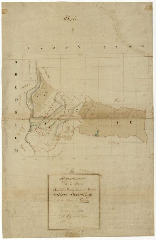 Guérigny, cadastre ancien : tableau d'assemblage