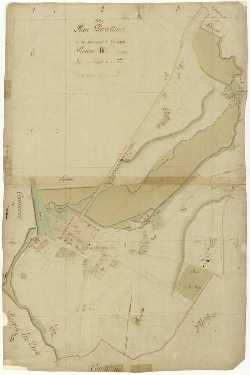 Guérigny, cadastre ancien : plan parcellaire de la section B dite de Guérigny