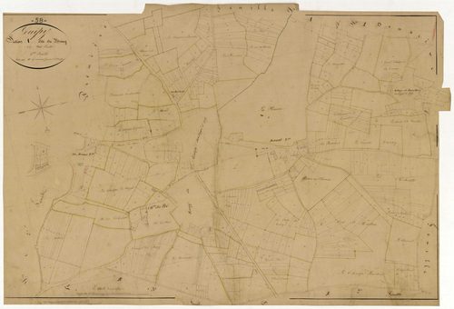 Guipy, cadastre ancien : plan parcellaire de la section A dite du Bourg, feuille 3
