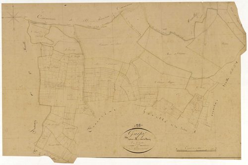 Guipy, cadastre ancien : plan parcellaire de la section A dite du Bourg, feuille 1
