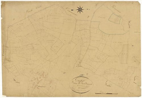 Guipy, cadastre ancien : plan parcellaire de la section C dite de Beaumont, feuille 1