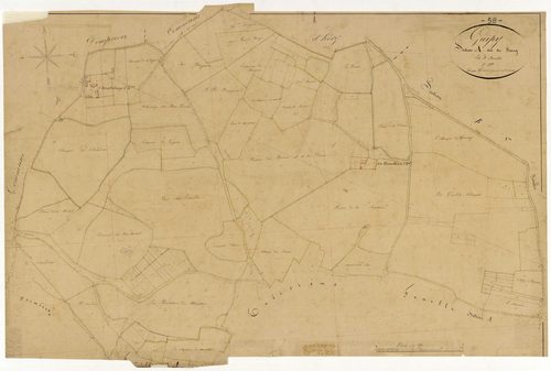Guipy, cadastre ancien : plan parcellaire de la section A dite du Bourg, feuille 2