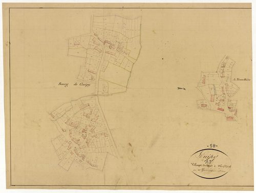 Guipy, cadastre ancien : plan parcellaire de la section A dite du Bourg, feuille 3, développement