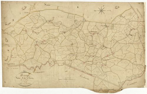 Isenay, cadastre ancien : plan parcellaire de la section A dite de Sauzay, feuille 1