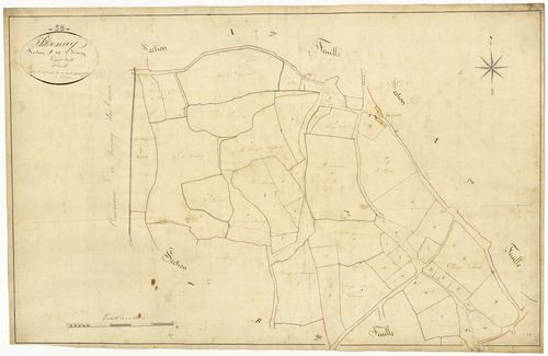 Isenay, cadastre ancien : plan parcellaire de la section B dite d'Isenay, feuille 1