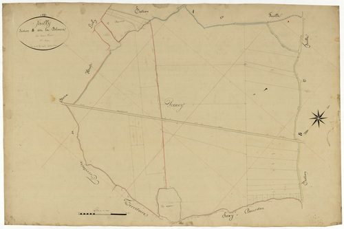 Jailly, cadastre ancien : plan parcellaire de la section B dite de la Blouze, feuille 1