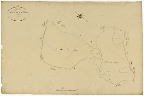 Jailly, cadastre ancien : plan parcellaire de la section B dite de la Blouze, feuille 4