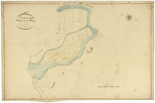 Lamenay-sur-Loire, cadastre ancien : plan parcellaire de la section A dite du Bourg, feuille 1