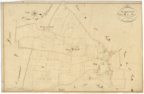 Langeron, cadastre ancien : plan parcellaire de la section B dite de Deré, feuille 1